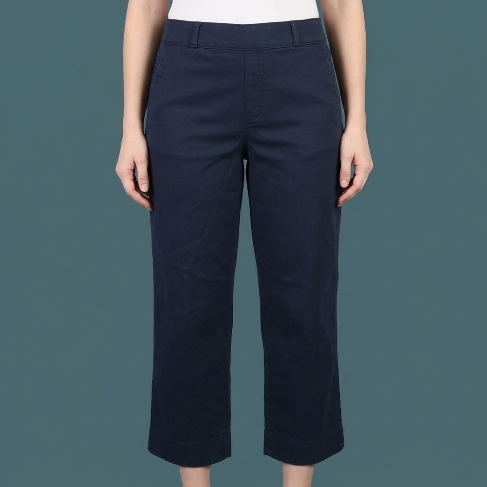Gloria Vanderbilt Wide Leg Cropped Pants Womens 10 Blue Stretch Chino EUC